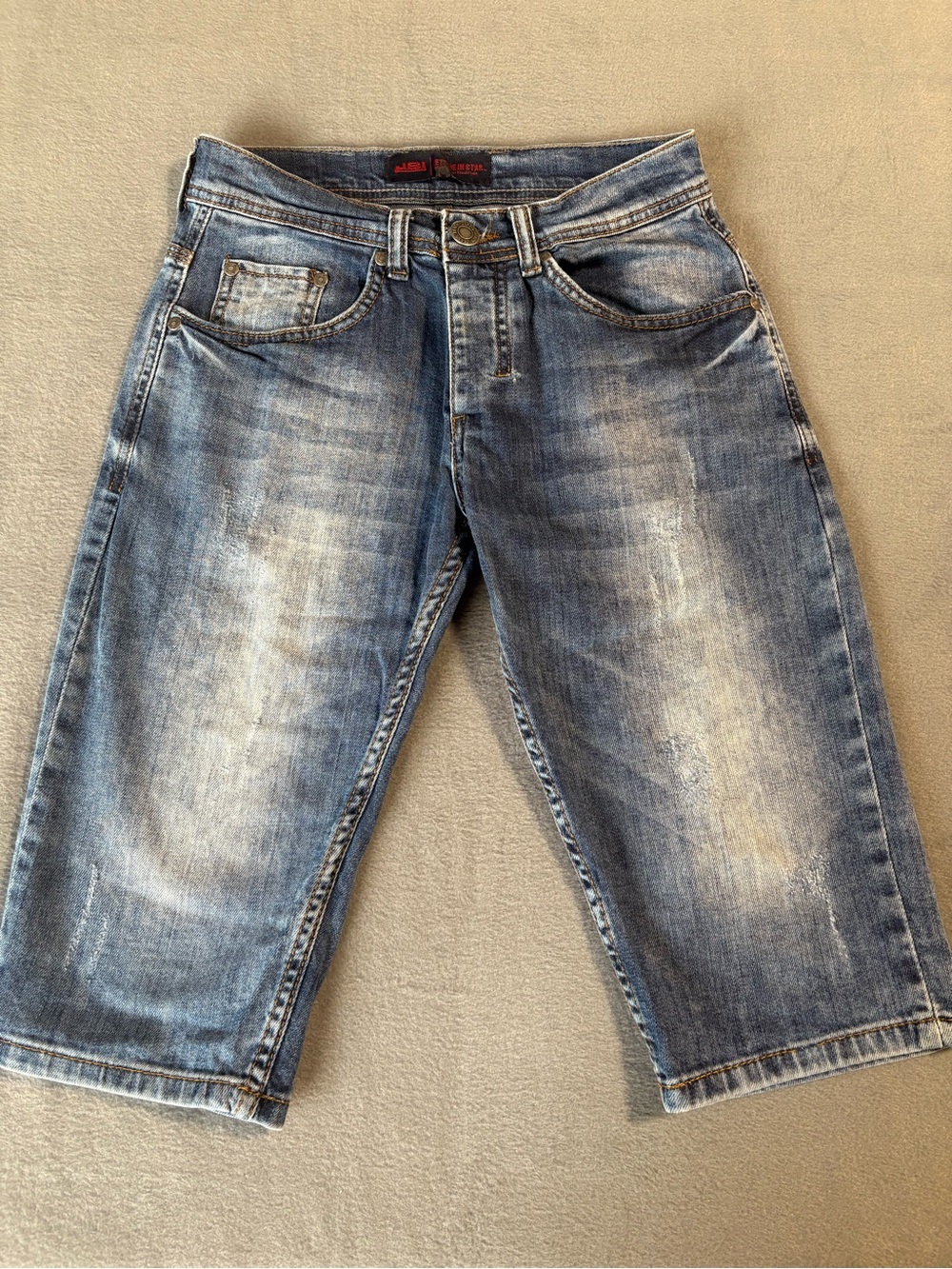 JBL Men's Distressed Light Blue Denim Jean Shorts